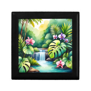 Tropical Jungle Waterfall Orchid Paradise Gift Box
