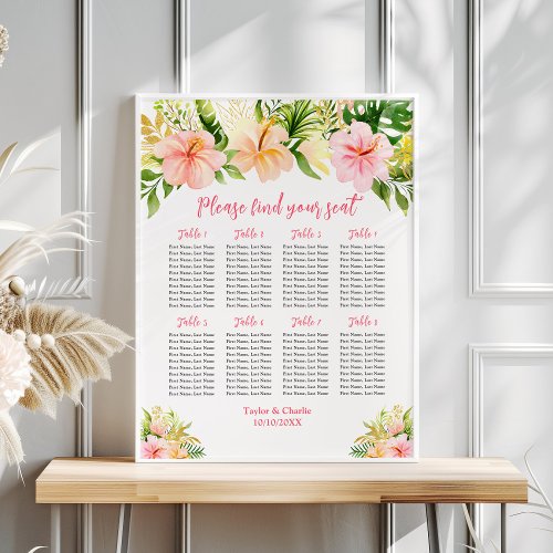 Tropical Jungle Wedding 8 Tables Seating Chart