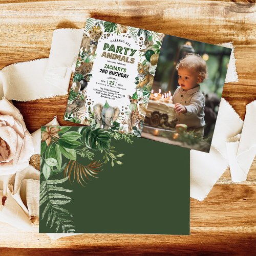 Tropical Jungle Wild Party Animals Birthday Photo Invitation