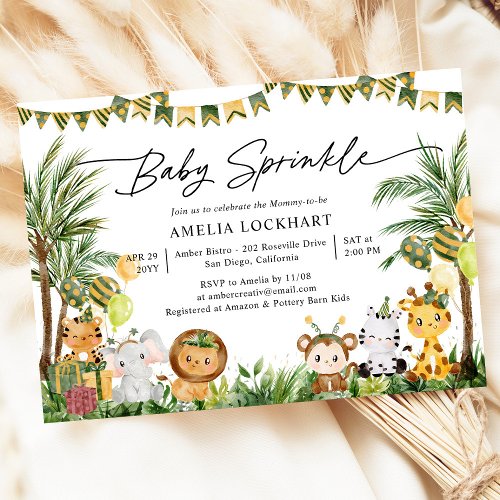 Tropical Jungle Wild Safari Baby Sprinkle Invitation