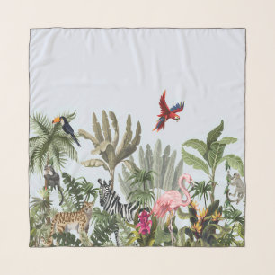 Tropical Jungle Wildlife Square Silk Scarf