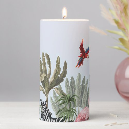 Tropical Jungle Wildlife Stainless Steel Travel Pillar Candle