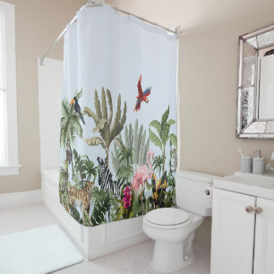 Tropical Jungle Wildlife Stainless Steel Travel Shower Curtain