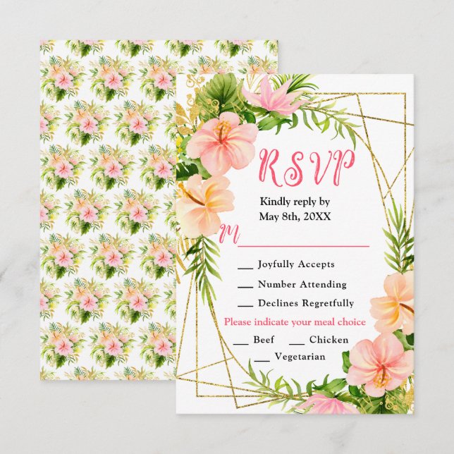Tropical Jungle with Foliage Wedding RSVP Card (Front/Back)