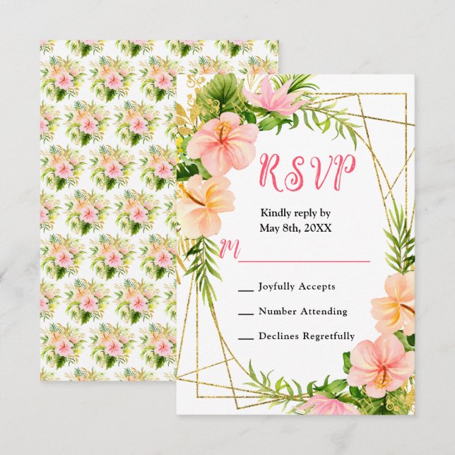 Tropical Jungle with Foliage Wedding RSVP Card (Front/Back)