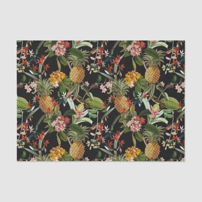 Tropical Jungle With Hummingbirds And Flowers Tiss Tissue Paper (Front)