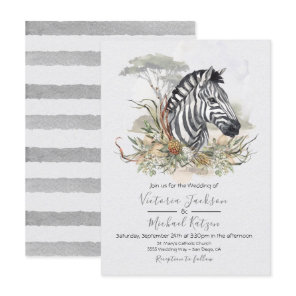 Tropical Jungle Zebra Wedding invitations