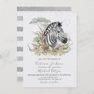 Tropical Jungle Zebra Wedding invitations