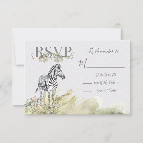 Tropical Jungle Zebra Wedding response cards RSVP