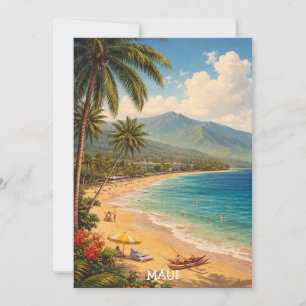 Tropical Ka’anapali Beach Maui Vintage Travel Card