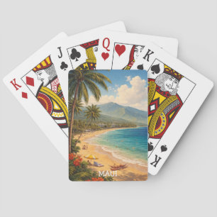 Tropical Ka’anapali Beach Maui Vintage Travel Poker Cards