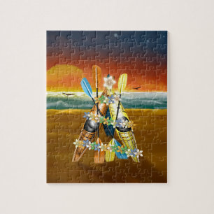 Tropical Kayak Christmas Tree Jigsaw Puzzle