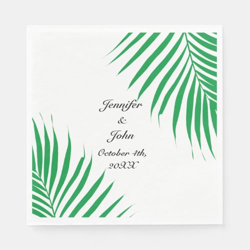 Tropical Kelly Green Palm Tree Leaf Weddings 2023 Napkins