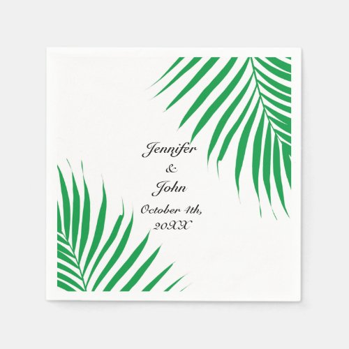 Tropical Kelly Green Palm Tree Leaves Weddings  Napkins