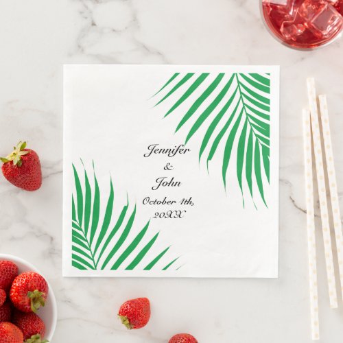 Tropical Kelly Green Palm Tree Leaves Weddings  Paper Dinner Napkins