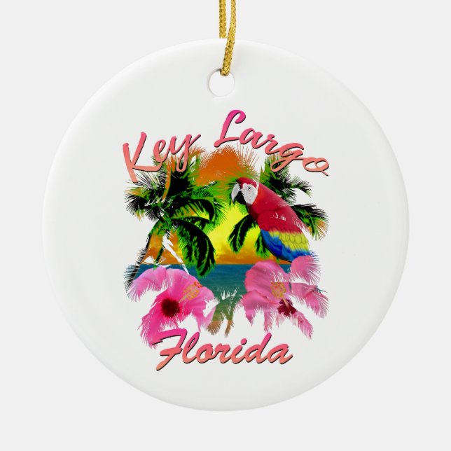 Tropical Key Largo Florida Keys Ceramic Ornament (Front)