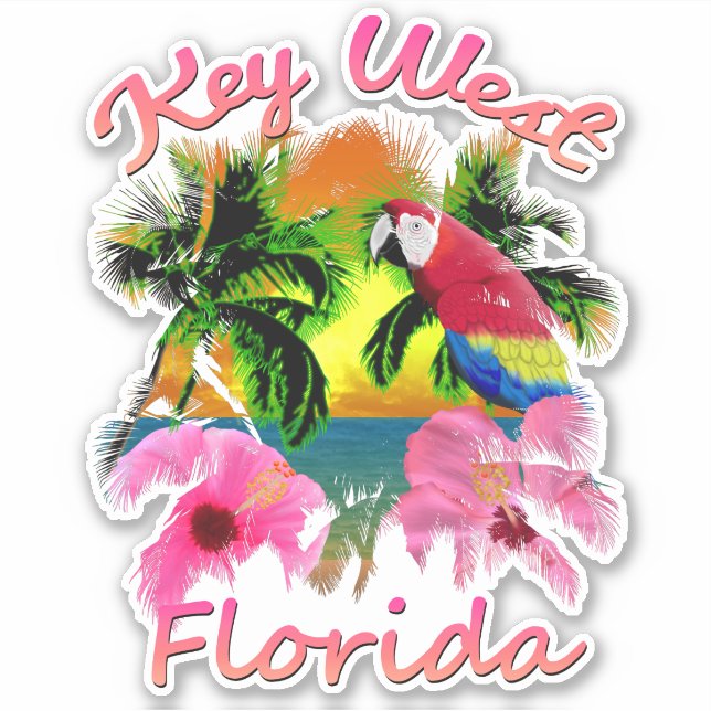 Tropical Key West Florida Keys Sticker (Front)