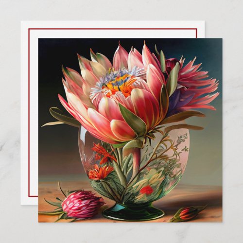 Tropical King Protea in Pretty Glass Vase  Card