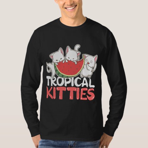 Tropical Kitties Funny Cat Kitten Watermelon T_Shirt