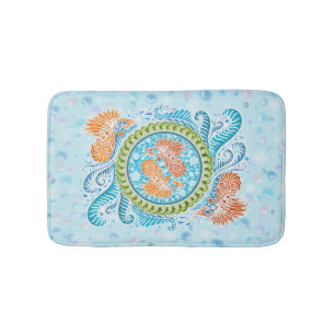 Tropical Koi Mandala Vibrant Ocean Zen Art Bathroom Mat