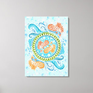 Tropical Koi Mandala Vibrant Ocean Zen Art Canvas Print