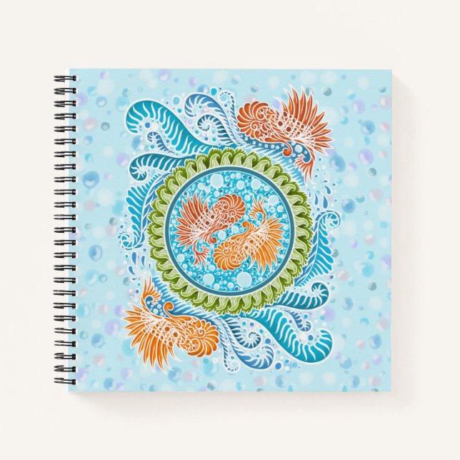 Tropical Koi Mandala | Vibrant Ocean Zen Art Notebook (Front)
