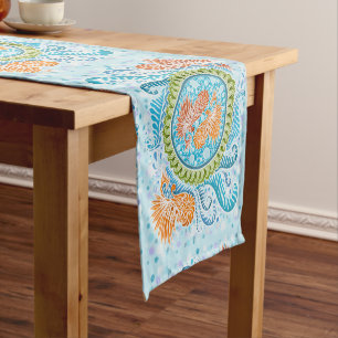 Tropical Koi Mandala Vibrant Ocean Zen Art Short Table Runner