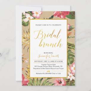 Tropical Kraft Bridal Brunch Invitation