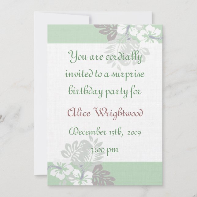 Tropical Ladies Birthday Invitation (Front)