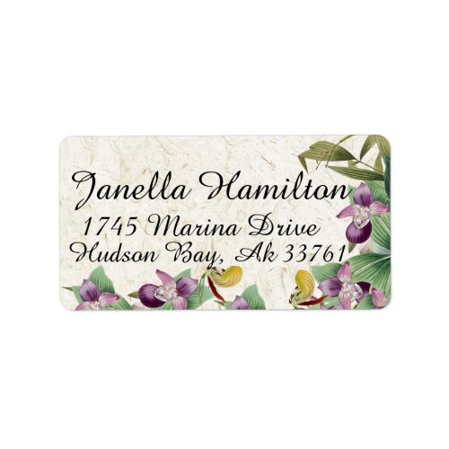 Tropical Lady Slipper Orchid Flower Address Labels