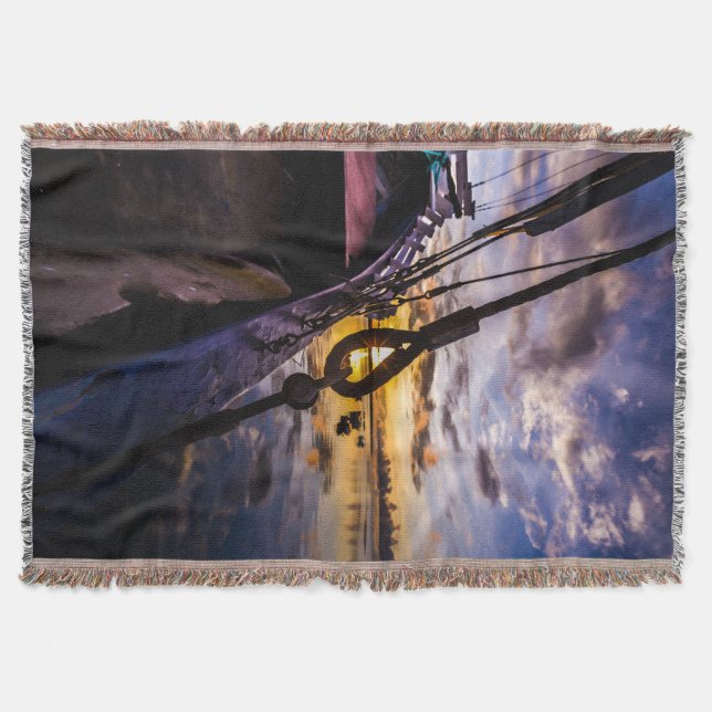 Tropical Lagoon Dawn Throw Blanket (Front)