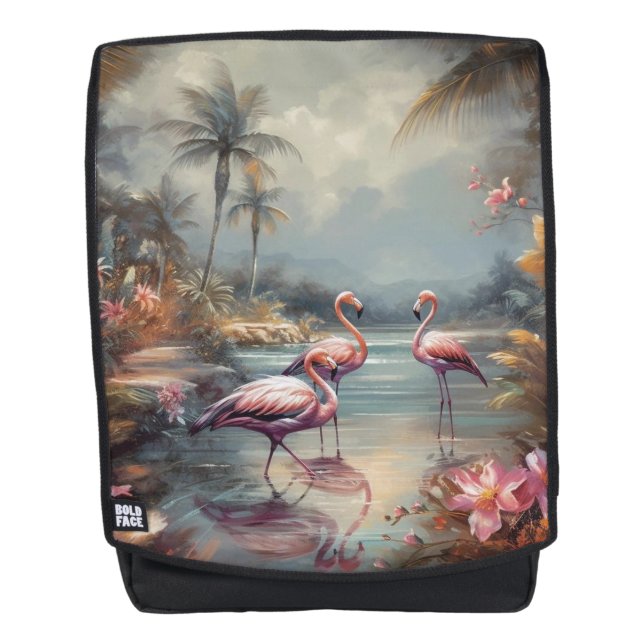 Tropical Lagoon Flamingo Fine Art Voyage Backpack (Front)