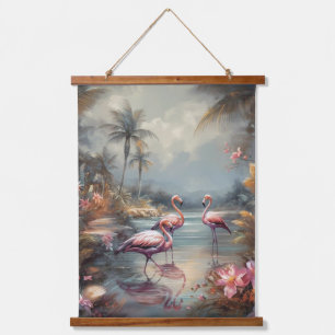 Tropical Lagoon Flamingo Fine Art Wall Hanging Tapestry