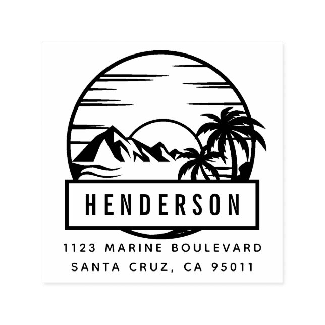 Tropical Landscape | Last Name Return Address Self-inking Stamp (Design)
