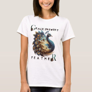 Tropical Landscape Peacock Art Print T-Shirt