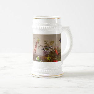 Tropical Landscape with Ten Hummingbirds Heade Beer Stein