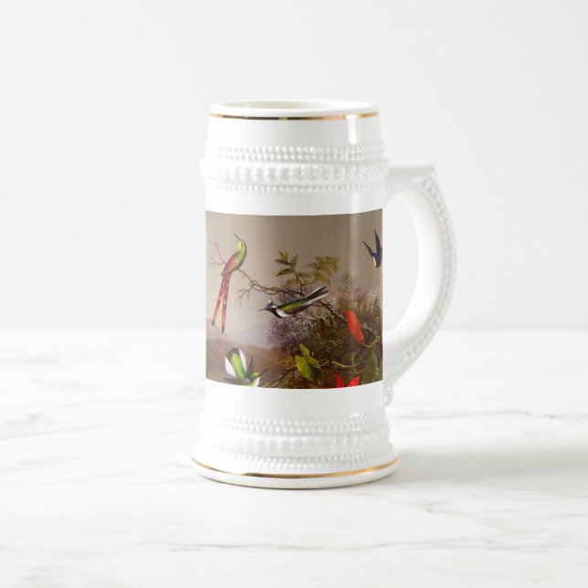 Tropical Landscape with Ten Hummingbirds Heade Beer Stein (Front Right)