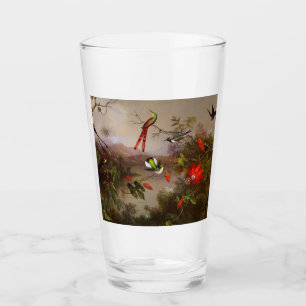 Tropical Landscape with Ten Hummingbirds Heade Glass