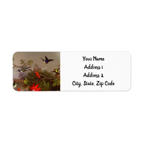 Tropical Landscape with Ten Hummingbirds Heade Label