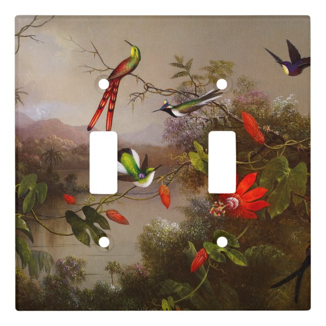 Tropical Landscape with Ten Hummingbirds Heade Light Switch Cover (Front)
