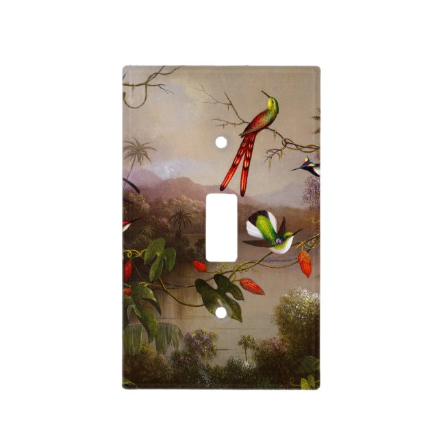 Tropical Landscape with Ten Hummingbirds Heade Light Switch Cover (Front)
