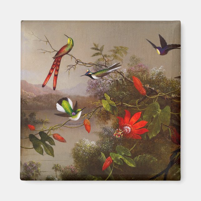 Tropical Landscape with Ten Hummingbirds Heade Magnet (Front)