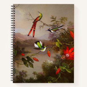 Tropical Landscape with Ten Hummingbirds Heade Notebook