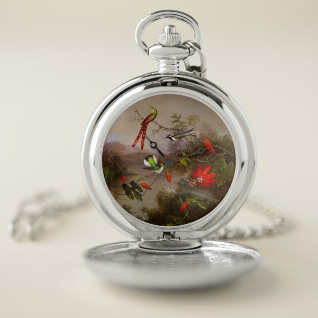 Tropical Landscape with Ten Hummingbirds Heade Pocket Watch (Inside)