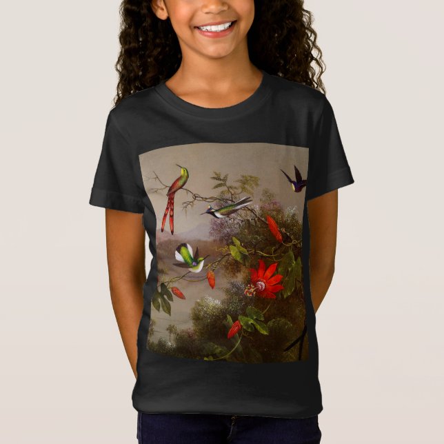 Tropical Landscape with Ten Hummingbirds Heade T-Shirt (Front)