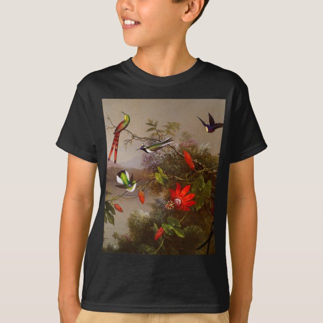 Tropical Landscape with Ten Hummingbirds Heade T-Shirt (Front)
