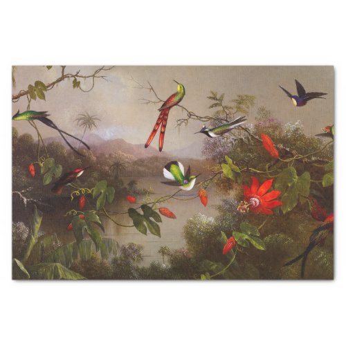 Tropical Landscape with Ten Hummingbirds Heade Tissue Paper