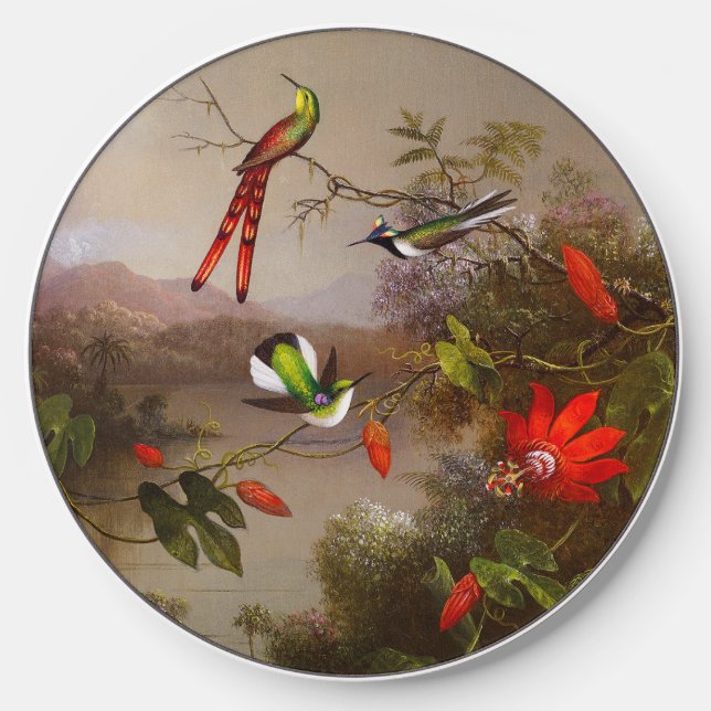 Tropical Landscape with Ten Hummingbirds Heade Wireless Charger (Front)