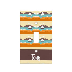 Tropical landscape with yacht pattern light switch cover