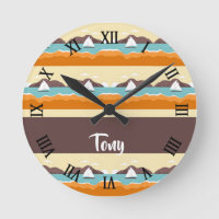 Tropical landscape with yacht pattern round clock